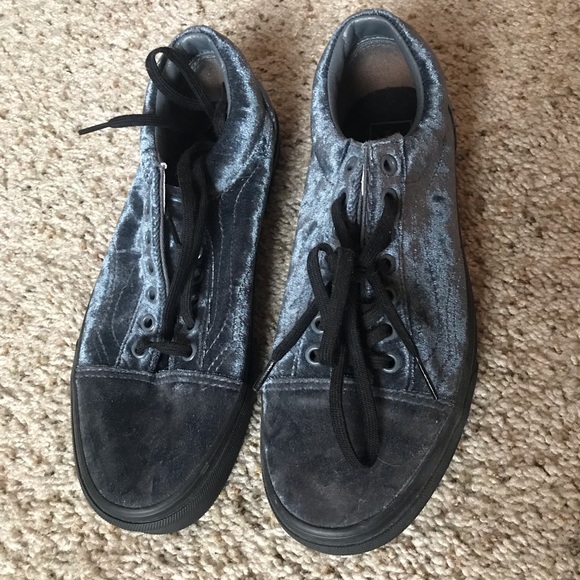 Vans Shoes - Vans | dusty blue and black velvet low tops